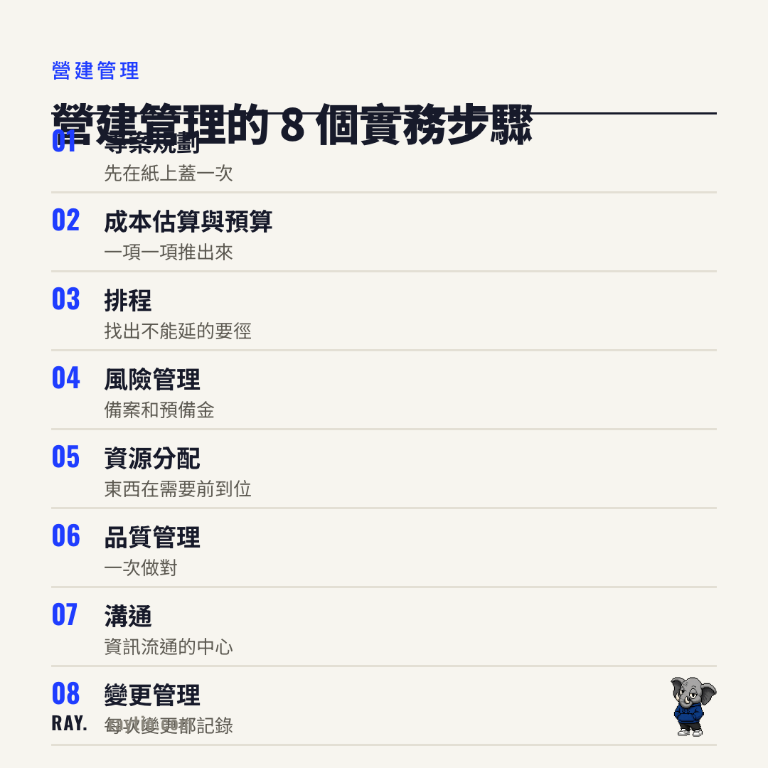 營建管理的 8 個實務步驟